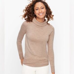 ✨ NEW Talbots Sabrina Merino Button Cuff Sweater in Tan Gold Shimmer XL